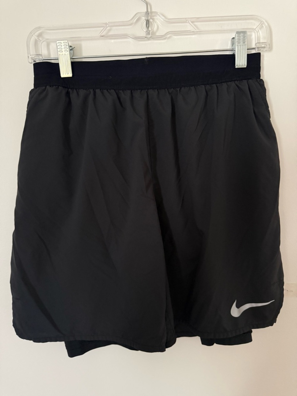 Nike Black Men's Athletic Shorts with Silver Swoosh
